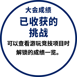 大会成绩 已收获的挑战 可以查看游玩竞技项目时解锁的成绩一览。